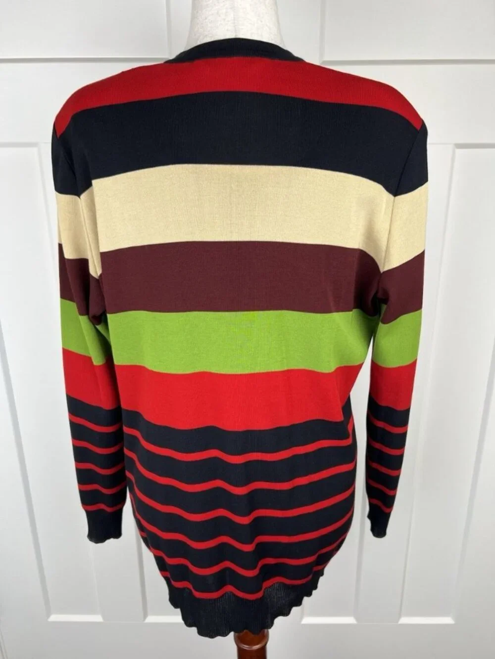 Misook Cardigan Tank Set Women's L Striped Colorblock Sweater Twinset